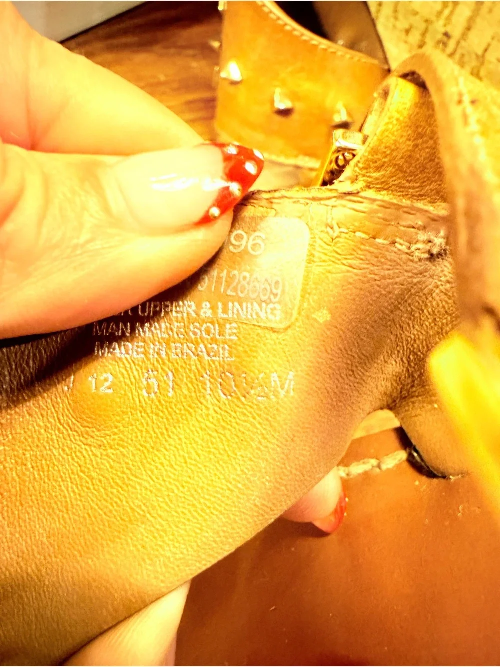 Tory Burch Cognac Leather Platform Cork Wedge Thong Sandals Gold Studs Size 10.5